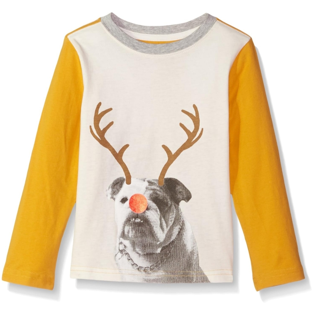 Crazy 8 Boys' Long Sleeve Graphic Tee White Bulldog 5T